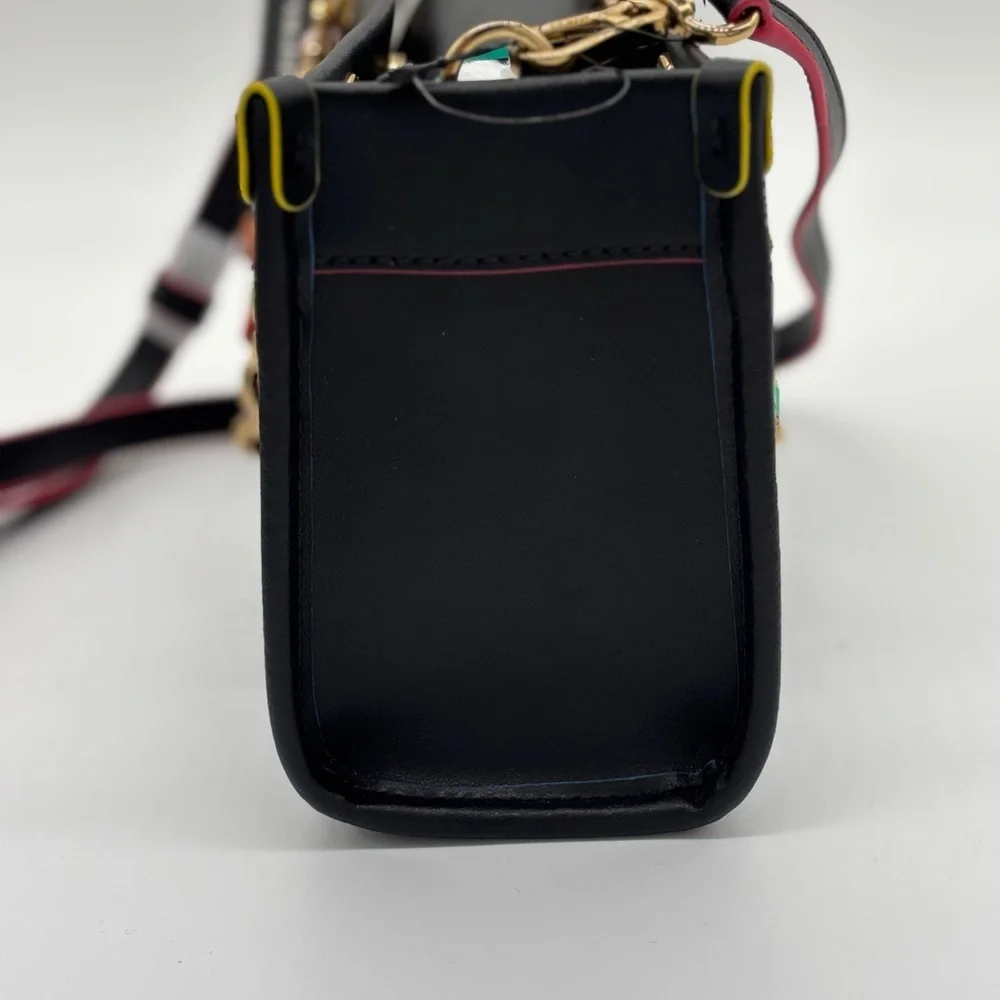 Karl Lagerfeld Black and Pink Leather Crossbody Bag with Multicolor Chain